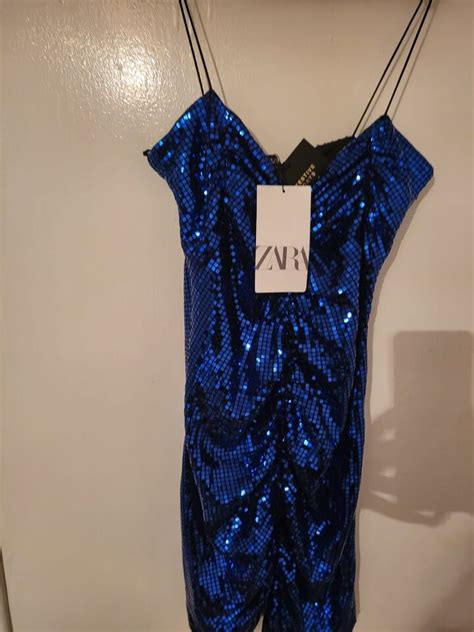 zara blue sequin mini dress.